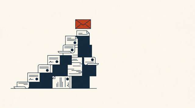 Editorial illustration of a rising invoice line next to an envelope, symbolizing an email-marketing price increase